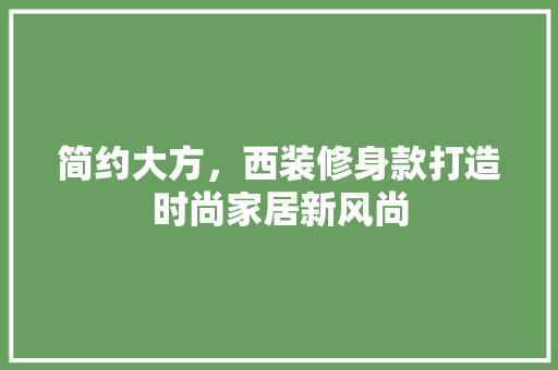 简约大方，西装修身款打造时尚家居新风尚  第1张