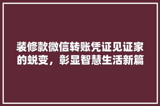 装修款微信转账凭证见证家的蜕变，彰显智慧生活新篇章  第1张