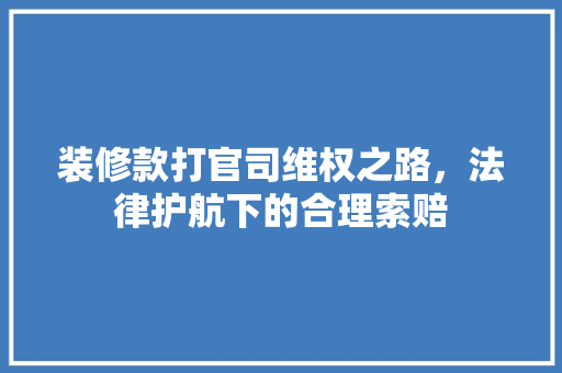 装修款打官司维权之路，法律护航下的合理索赔