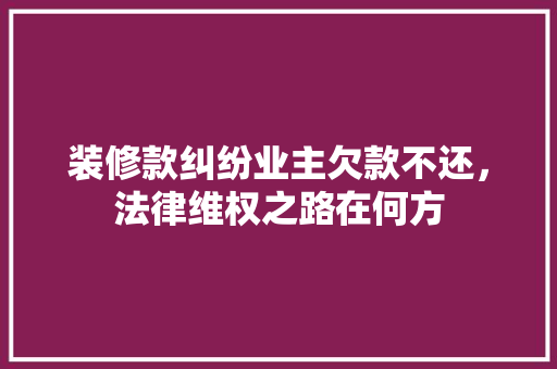 装修款纠纷业主欠款不还，法律维权之路在何方