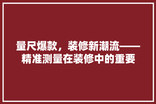 量尺爆款，装修新潮流——精准测量在装修中的重要