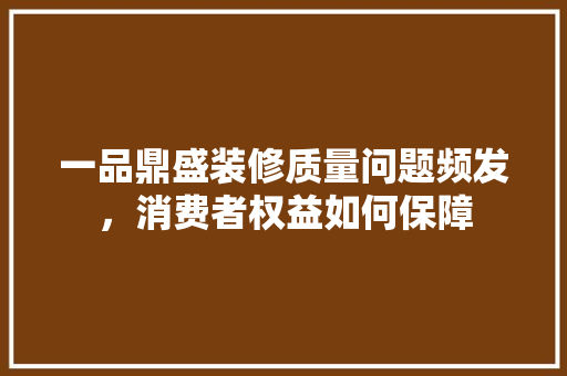 一品鼎盛装修质量问题频发，消费者权益如何保障