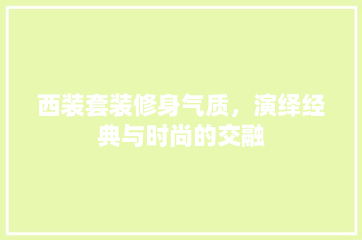 西装套装修身气质，演绎经典与时尚的交融