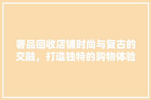 奢品回收店铺时尚与复古的交融，打造独特的购物体验