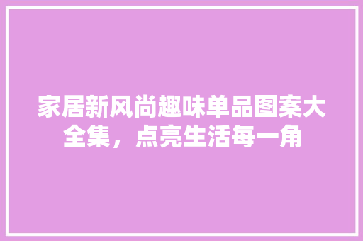 家居新风尚趣味单品图案大全集，点亮生活每一角
