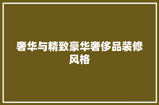 奢华与精致豪华奢侈品装修风格