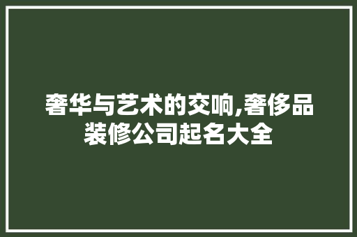 奢华与艺术的交响,奢侈品装修公司起名大全