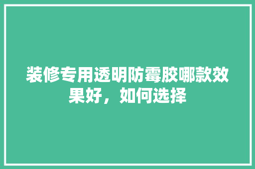 装修专用透明防霉胶哪款效果好，如何选择