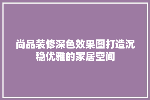 尚品装修深色效果图打造沉稳优雅的家居空间
