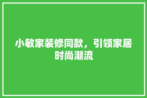 小敏家装修同款，引领家居时尚潮流