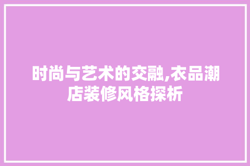 时尚与艺术的交融,衣品潮店装修风格探析