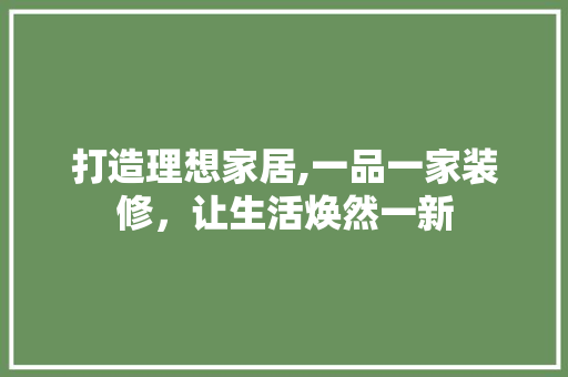打造理想家居,一品一家装修，让生活焕然一新