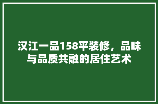 汉江一品158平装修，品味与品质共融的居住艺术