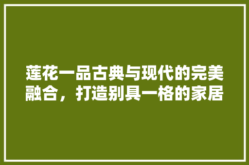 莲花一品古典与现代的完美融合，打造别具一格的家居空间