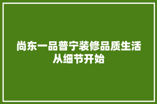 尚东一品普宁装修品质生活从细节开始