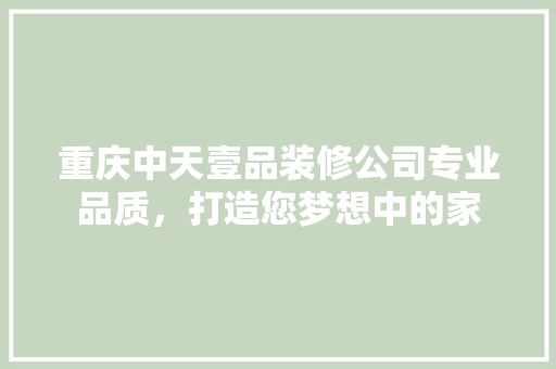 重庆中天壹品装修公司专业品质，打造您梦想中的家