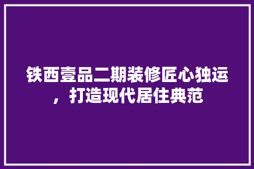 铁西壹品二期装修匠心独运，打造现代居住典范
