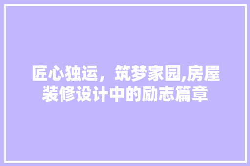 匠心独运，筑梦家园,房屋装修设计中的励志篇章