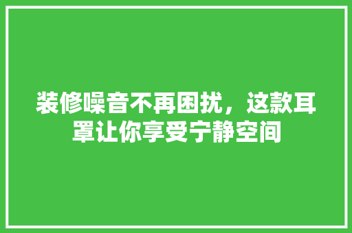装修噪音不再困扰，这款耳罩让你享受宁静空间