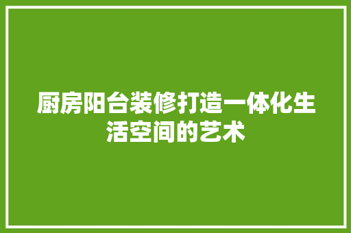 厨房阳台装修打造一体化生活空间的艺术