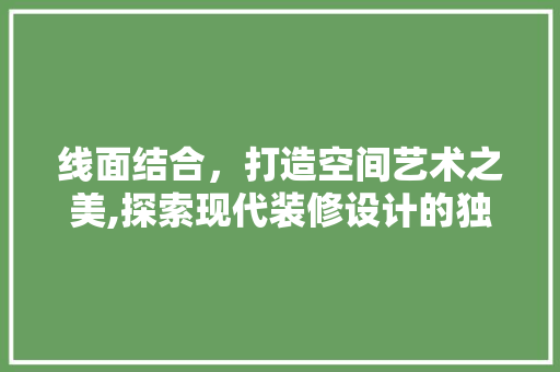 线面结合，打造空间艺术之美,探索现代装修设计的独特魅力  第1张