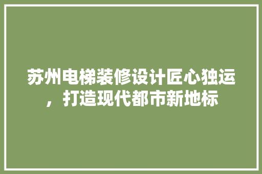 苏州电梯装修设计匠心独运，打造现代都市新地标