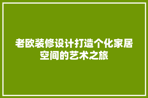 老欧装修设计打造个化家居空间的艺术之旅  第1张