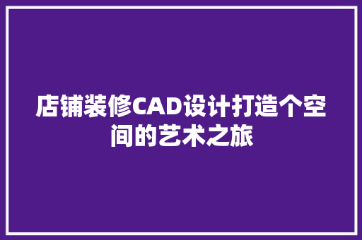 店铺装修CAD设计打造个空间的艺术之旅