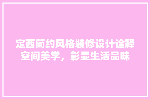 定西简约风格装修设计诠释空间美学，彰显生活品味