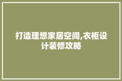 打造理想家居空间,衣柜设计装修攻略