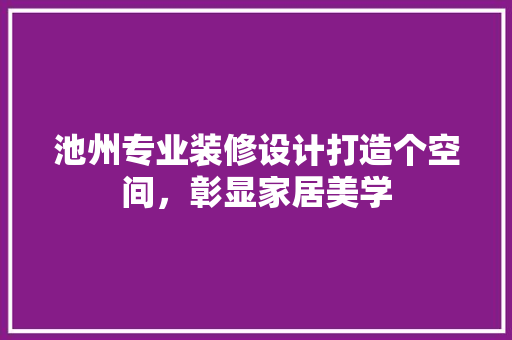 池州专业装修设计打造个空间，彰显家居美学  第1张