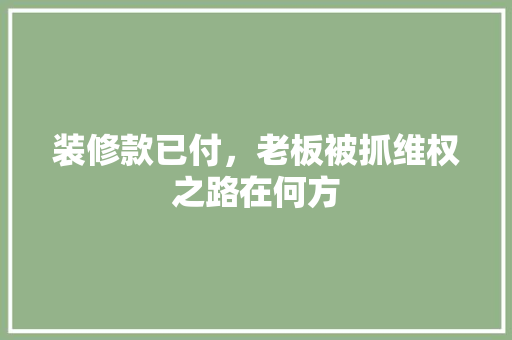 装修款已付，老板被抓维权之路在何方