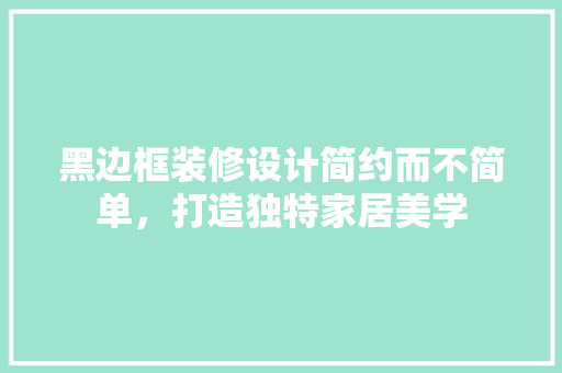 黑边框装修设计简约而不简单，打造独特家居美学