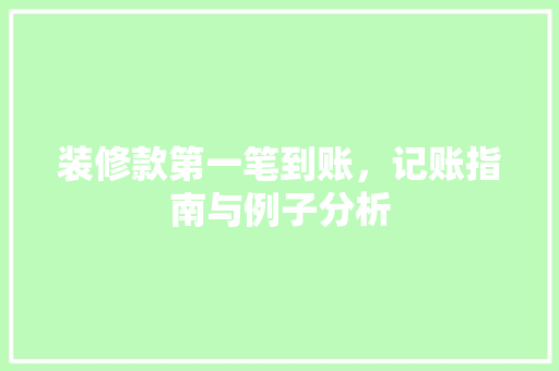 装修款第一笔到账，记账指南与例子分析