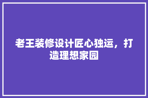 老王装修设计匠心独运，打造理想家园