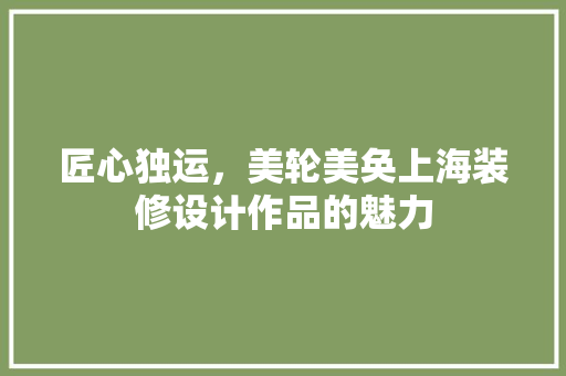 匠心独运，美轮美奂上海装修设计作品的魅力