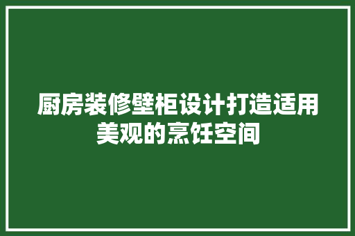 厨房装修壁柜设计打造适用美观的烹饪空间