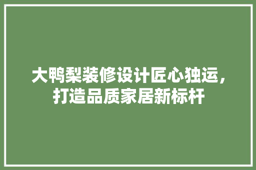 大鸭梨装修设计匠心独运，打造品质家居新标杆  第1张
