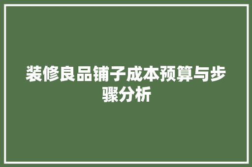 装修良品铺子成本预算与步骤分析