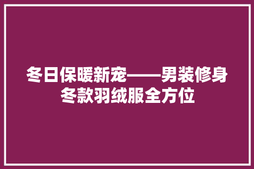 冬日保暖新宠——男装修身冬款羽绒服全方位