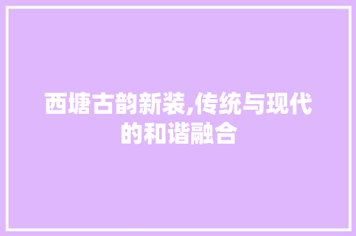 西塘古韵新装,传统与现代的和谐融合