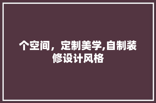 个空间，定制美学,自制装修设计风格