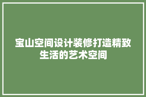宝山空间设计装修打造精致生活的艺术空间