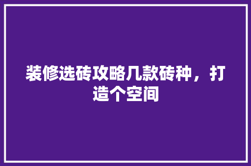 装修选砖攻略几款砖种，打造个空间