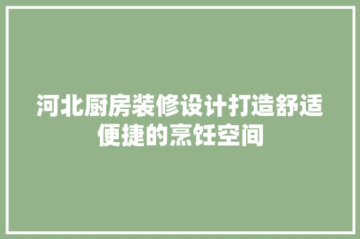 河北厨房装修设计打造舒适便捷的烹饪空间