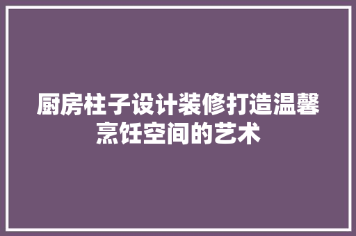 厨房柱子设计装修打造温馨烹饪空间的艺术