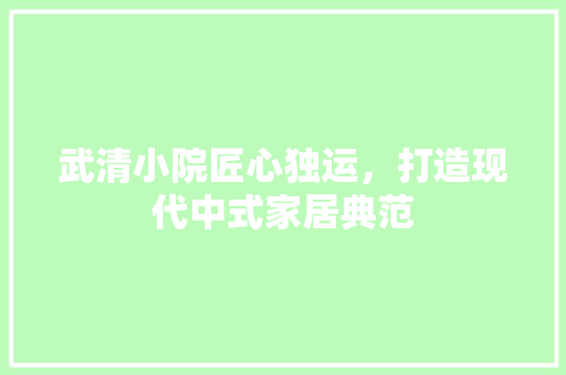 武清小院匠心独运，打造现代中式家居典范
