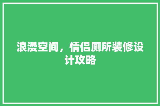 浪漫空间，情侣厕所装修设计攻略