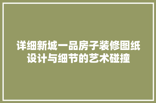 详细新城一品房子装修图纸设计与细节的艺术碰撞