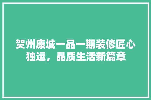 贺州康城一品一期装修匠心独运，品质生活新篇章